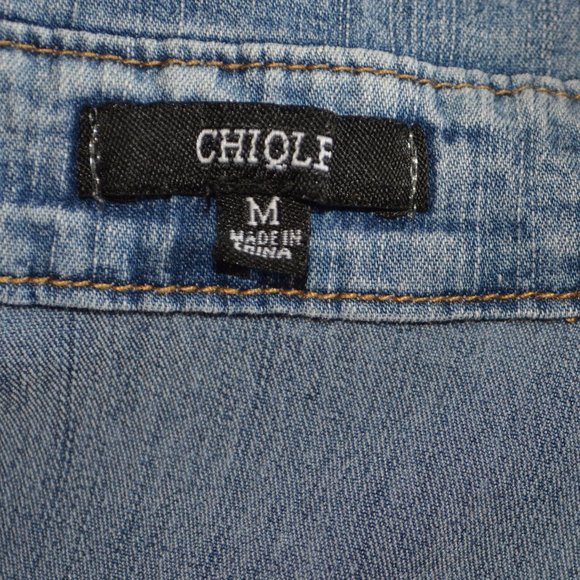 Sz M Chiqle Western Denim Shirt Dress with  Pearl Snaps - Picture 14 of 16